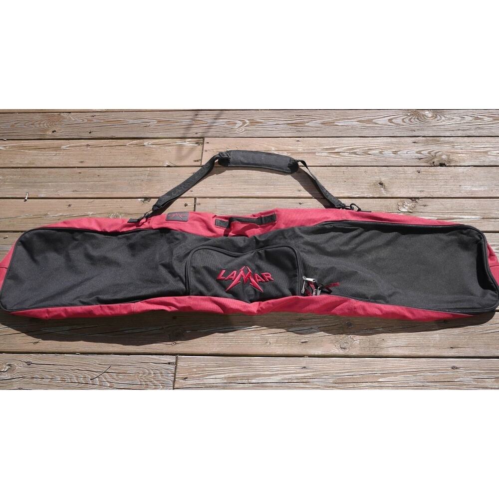 LAMAR Black Red Nylon Travel Ski Duffle Bag w/ Shoulder Strap